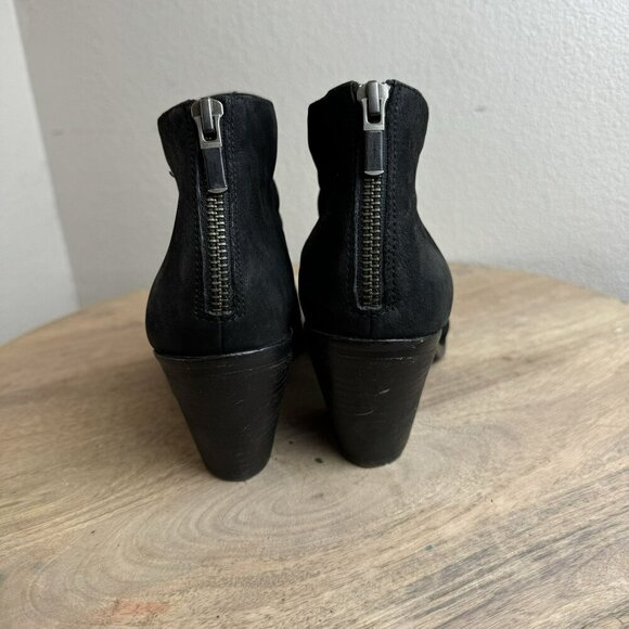 Eileen Fisher James Black Suede‎ Heeled Sandals Peep Toe Strappy Back Zip 8.5 - Picture 7 of 11